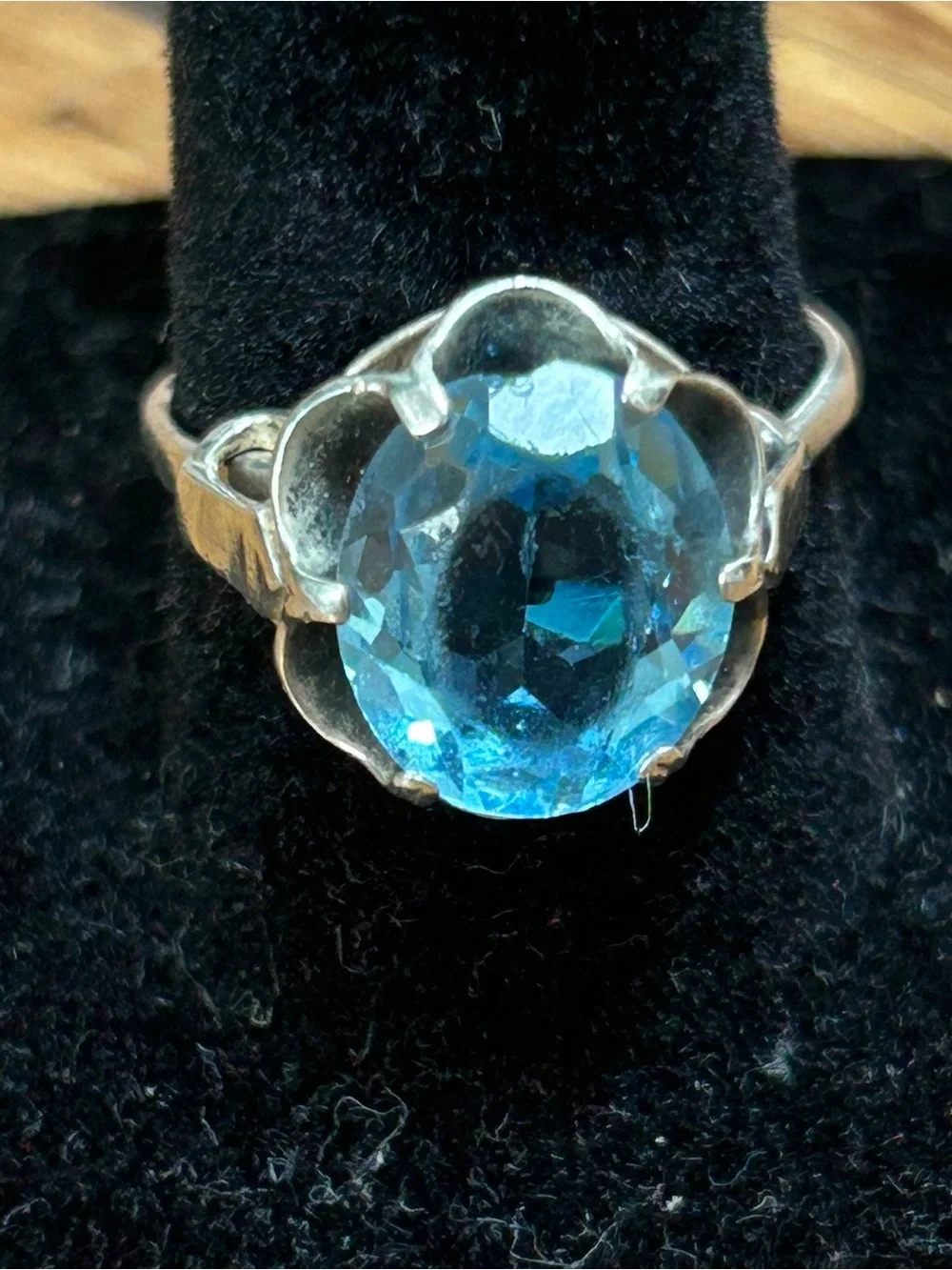 Sarah Coventry sterling blue stone adjustable ring